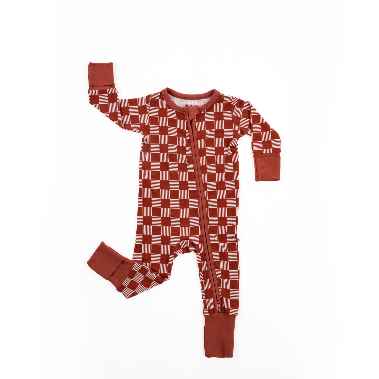 Zip Romper Checkered Lines